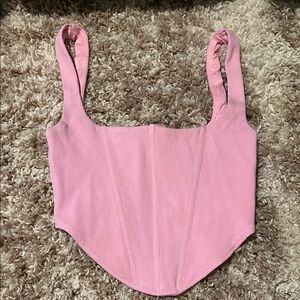 Pink Ribbed Women's Top